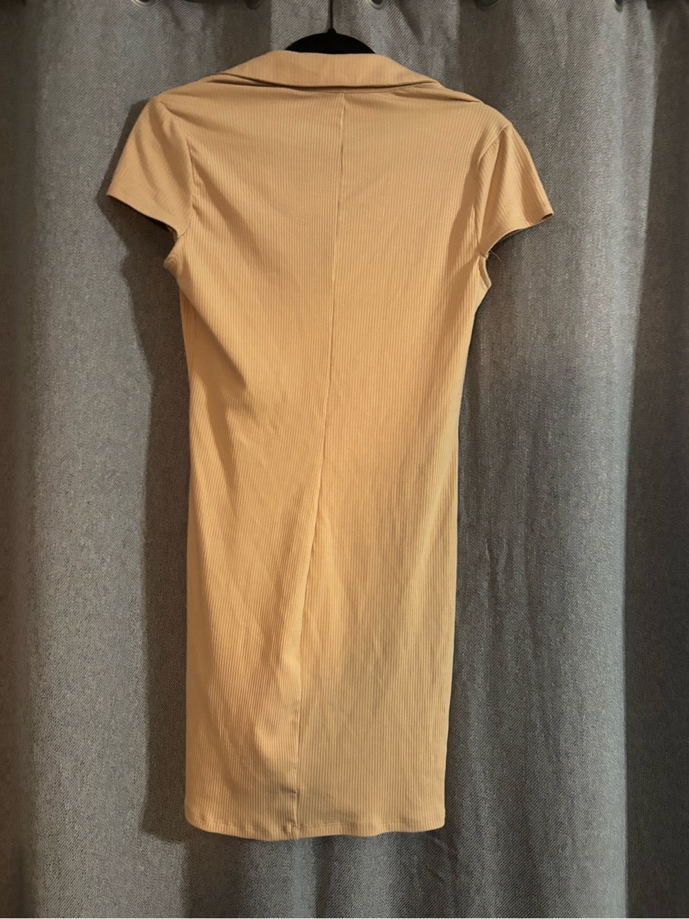 AFRM Beige Ribbed Button-Front Collared Shirt Dress - Picture 3 of 3